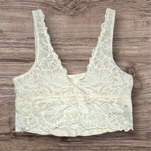 Aerie White Floral Lace Bralette | Large